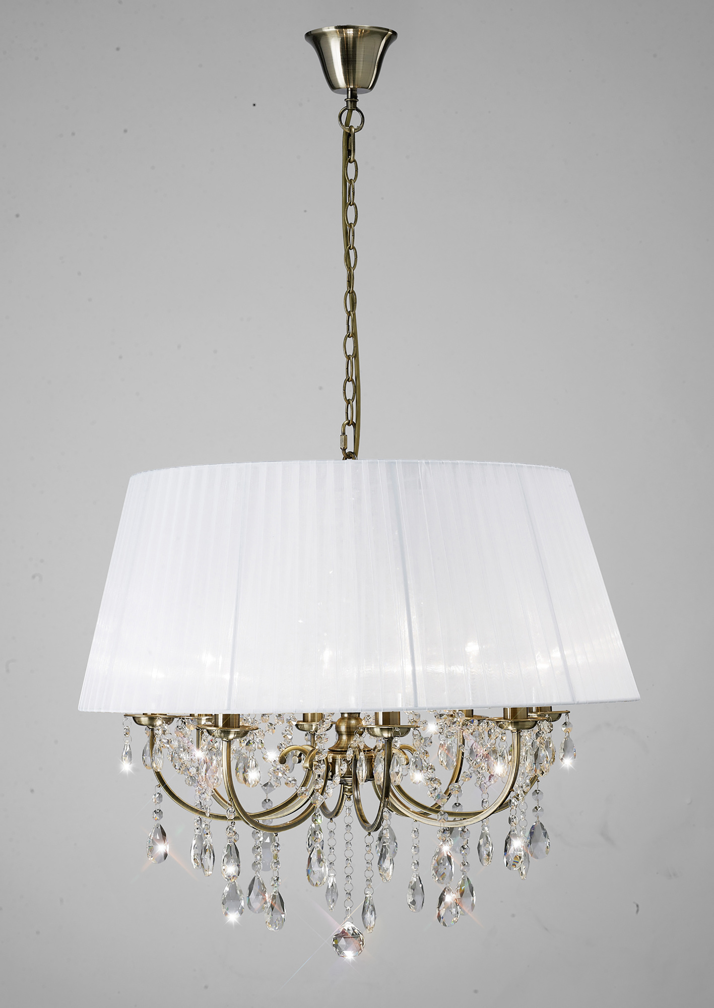 IL30057/WH  Olivia Crystal Pendant 8 Light Antique Brass